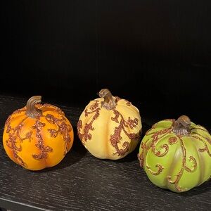 Decorative Pumpkins Set - Orange, Cream, Green